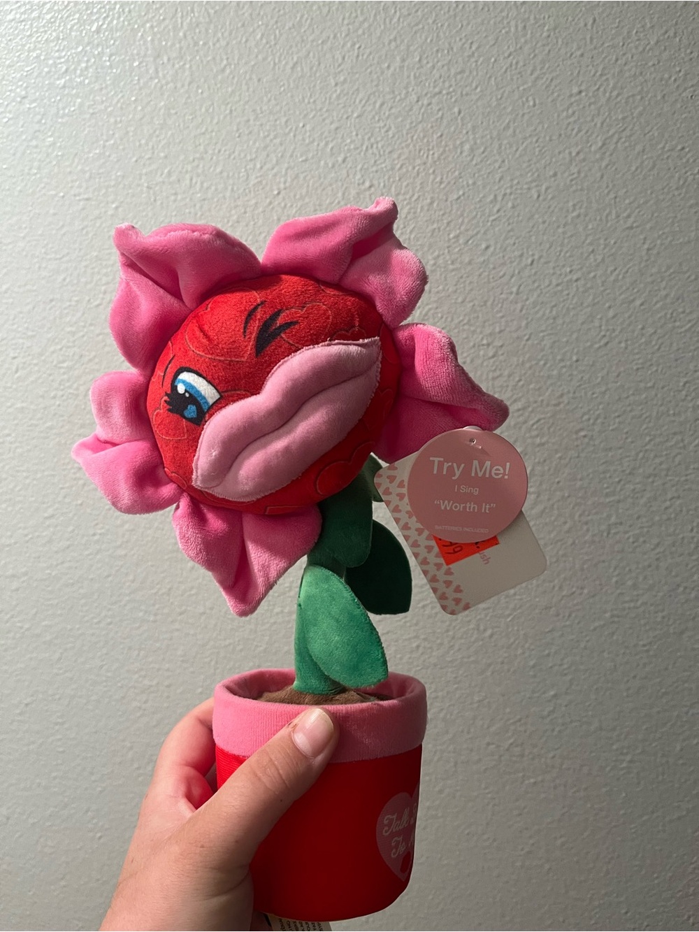 Plush Singing Flower Toy - Pink and Red